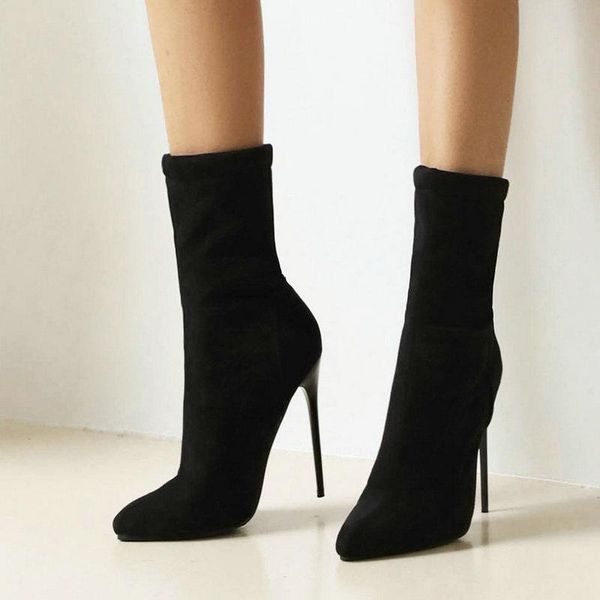 boots 2021 autumn winter women super high heel stiletto nightclub ankle fashion pointed flocking elasticity booties, Black
boots 2021 autumn winter women super high heel stiletto nightclub ankle fashion pointed flocking elasticity booties, Black