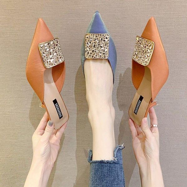 dress shoes sandals women's summer wear fashion pointed toe square buckle net red stiletto lazy half slippers female baotou high heel m, Black
dress shoes sandals women's summer wear fashion pointed toe square buckle net red stiletto lazy half slippers female baotou high heel m, Black