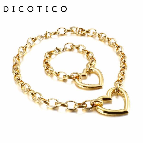 earrings & necklace heart jewelry sets for women gold silver color chain stainless steel bracelet set fashion accessories choker 2021
earrings & necklace heart jewelry sets for women gold silver color chain stainless steel bracelet set fashion accessories choker 2021