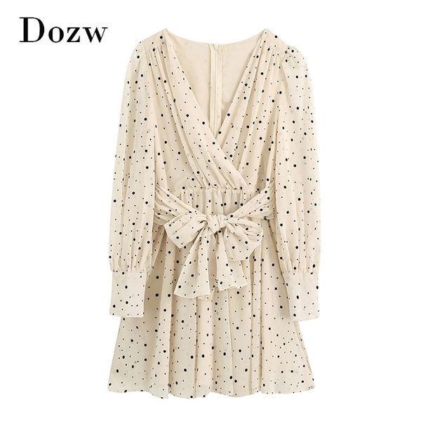 casual dot dress v neck elegant mini long sleeve bandage pleated chiffon women summer autumn vestidos mujer 210515, Black;gray
casual dot dress v neck elegant mini long sleeve bandage pleated chiffon women summer autumn vestidos mujer 210515, Black;gray