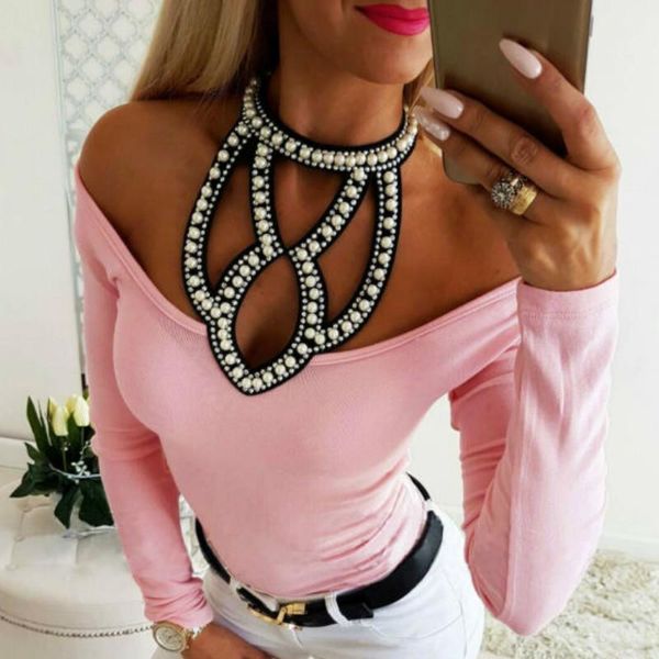 women's t-shirt spring autumn women hollow solid cold shoulder 2021 fashion ol casual long sleeve slim streetwear, White
women's t-shirt spring autumn women hollow solid cold shoulder 2021 fashion ol casual long sleeve slim streetwear, White