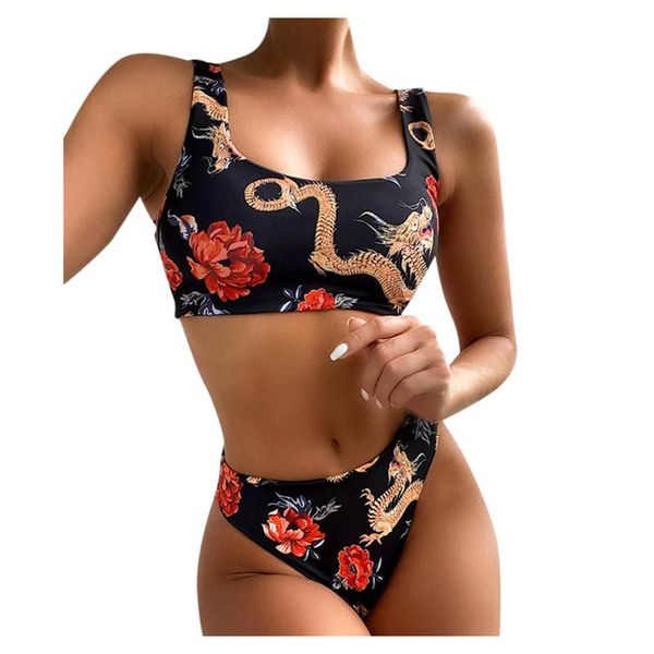 women's swimwear bandeau high waist bikini set swimsuit vintage flower printed black bikinis 2021 mujer bathing suit, White;black
women's swimwear bandeau high waist bikini set swimsuit vintage flower printed black bikinis 2021 mujer bathing suit, White;black