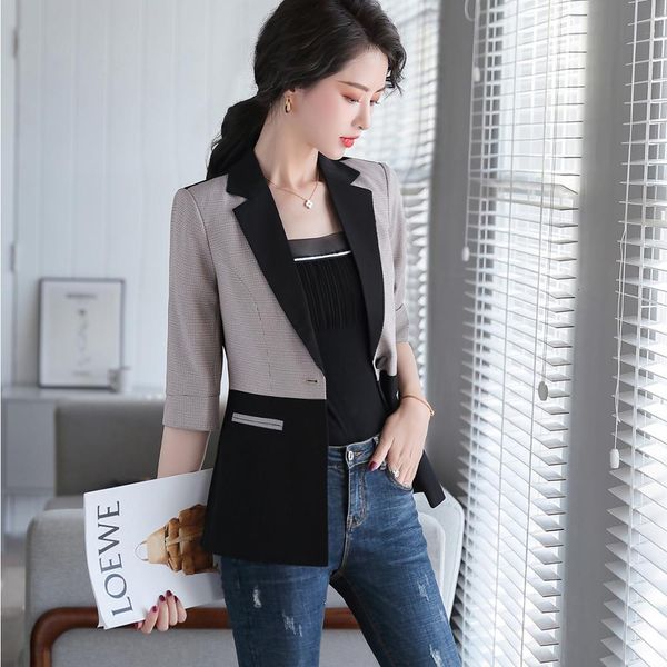 suit suit s-4xl casual plaid women's fashions spring one button ladies jacket inlaid half sleeve blazer, White;black
suit suit s-4xl casual plaid women's fashions spring one button ladies jacket inlaid half sleeve blazer, White;black