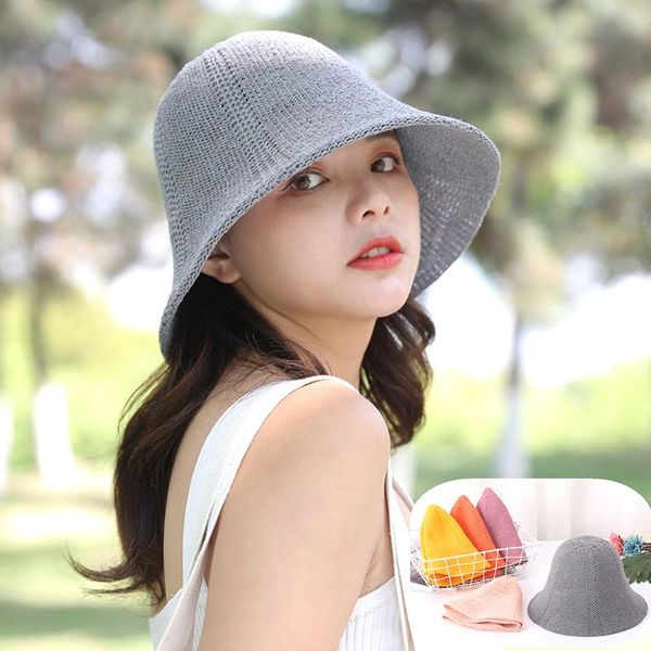wide brim hats fashion solid color knitted sun hat women girls summer breathable folding protection outdoor travel casual caps, Blue;gray
wide brim hats fashion solid color knitted sun hat women girls summer breathable folding protection outdoor travel casual caps, Blue;gray