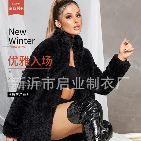 women's fur & faux winter coat for women female solid long ladies club casual thick warm jackets xk2-65, Black
women's fur & faux winter coat for women female solid long ladies club casual thick warm jackets xk2-65, Black