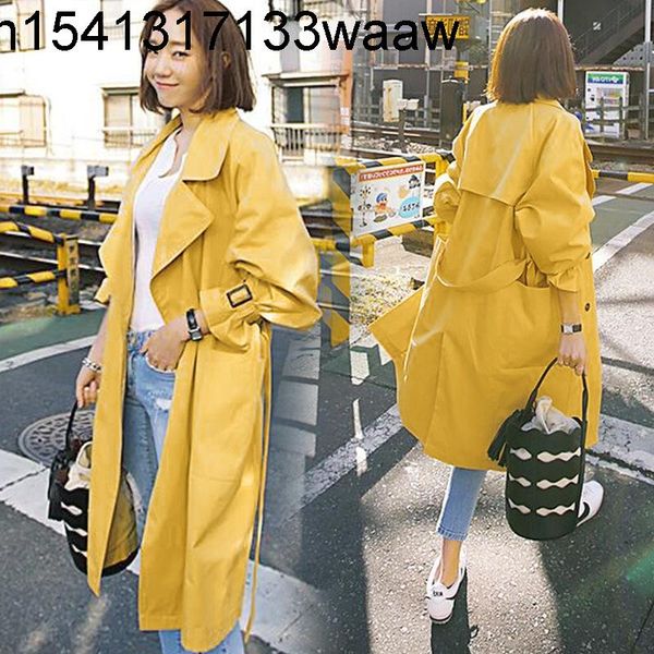 women's trench coats windbreaker middle and long korean spring 2021 chic loose yellow student bf temperament knee coat fashion, Tan;black
women's trench coats windbreaker middle and long korean spring 2021 chic loose yellow student bf temperament knee coat fashion, Tan;black