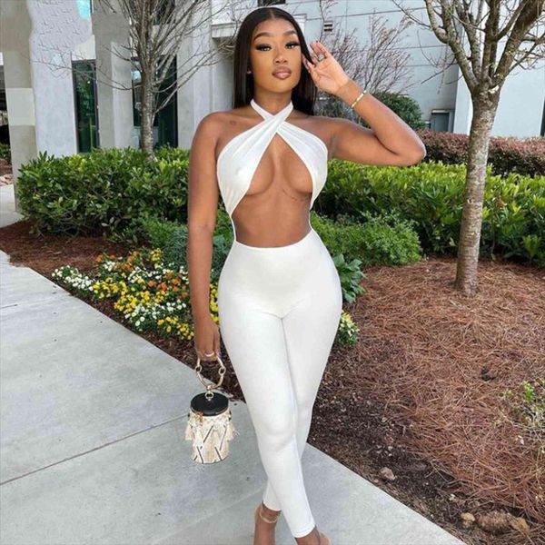 bodycon solid color womens jumpsuit sleeveless halter hollow out bandage summer club romper female, Black;white
bodycon solid color womens jumpsuit sleeveless halter hollow out bandage summer club romper female, Black;white