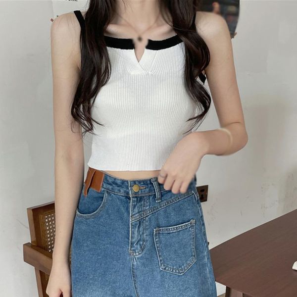 women's tanks & camis women summer v neck sleeveless short vest bottoming tank ladies patchwork streetwear, White
women's tanks & camis women summer v neck sleeveless short vest bottoming tank ladies patchwork streetwear, White