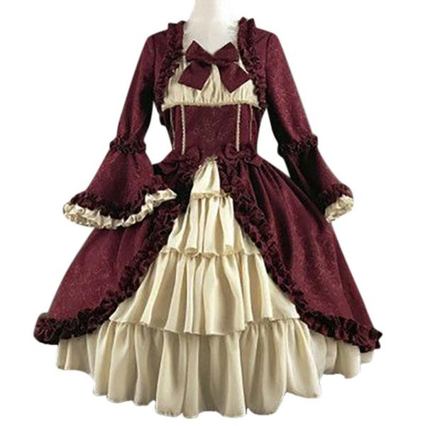 casual dresses vintage gothic court dress bow lolita medieval square collar waist hugging stitching kawaii ruffle costume, Black;gray
casual dresses vintage gothic court dress bow lolita medieval square collar waist hugging stitching kawaii ruffle costume, Black;gray
