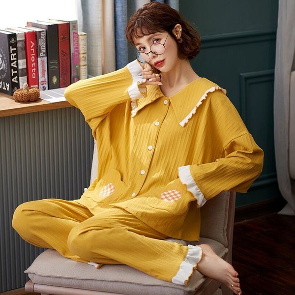 women's sleepwear autumn winter casual plus size pajamas set print loose sweet full cotton nightwear pijama feminino ni4a, Black;red
women's sleepwear autumn winter casual plus size pajamas set print loose sweet full cotton nightwear pijama feminino ni4a, Black;red