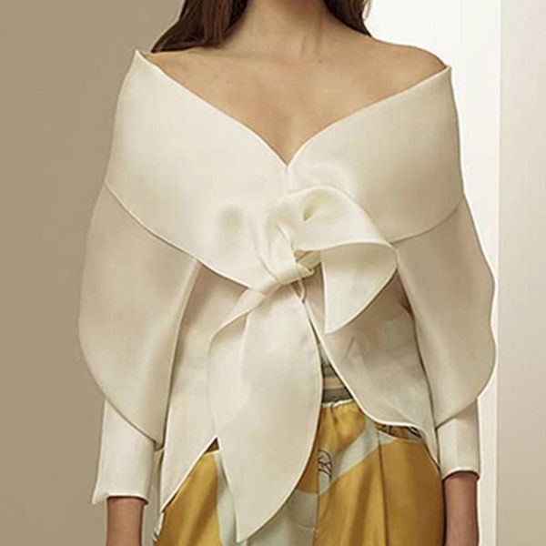 women's blouses & shirts gold hands casual irregular lace up for female slash neck off shoulder long sleeve women street fashion shirt, White
women's blouses & shirts gold hands casual irregular lace up for female slash neck off shoulder long sleeve women street fashion shirt, White