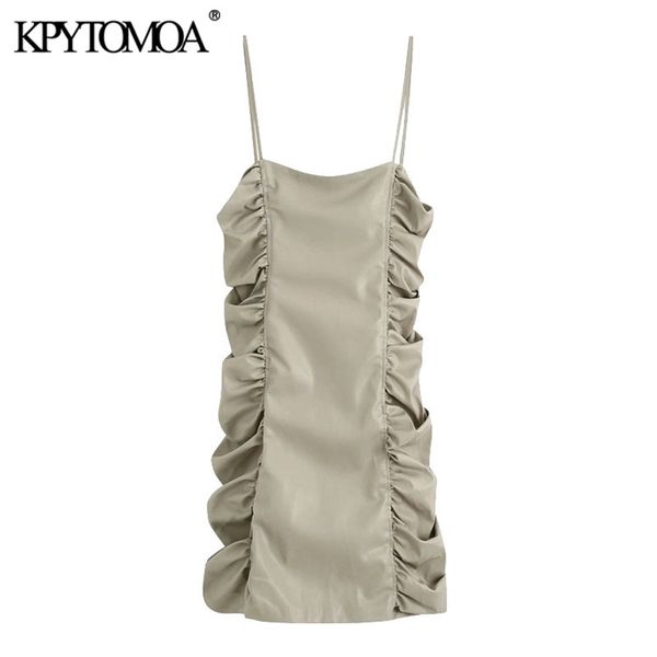 women chic fashion draped faux leather mini dress vintage back zipper thin straps female dresses vestidos mujer 210420, Black;gray
women chic fashion draped faux leather mini dress vintage back zipper thin straps female dresses vestidos mujer 210420, Black;gray