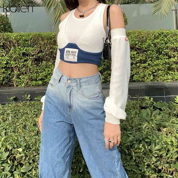 klalien spring fashion patchwork women t-shirt 2021 off shoulder rib knitted letter slim wild streetwear female top, White
klalien spring fashion patchwork women t-shirt 2021 off shoulder rib knitted letter slim wild streetwear female top, White