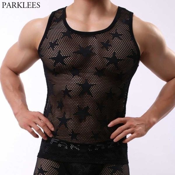 star embroidered mens see through mesh fishnet tank perspective sleeveless fitted muscle male bodybuilding tee 210522, White;black
star embroidered mens see through mesh fishnet tank perspective sleeveless fitted muscle male bodybuilding tee 210522, White;black