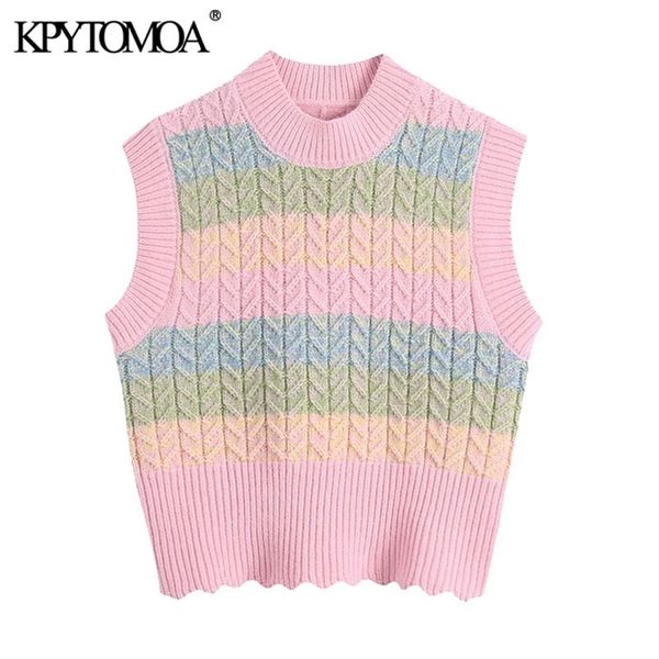 women sweet fashion color striped cropped knitted vest sweater sleeveless female waistcoat chic 210420, Black;white
women sweet fashion color striped cropped knitted vest sweater sleeveless female waistcoat chic 210420, Black;white