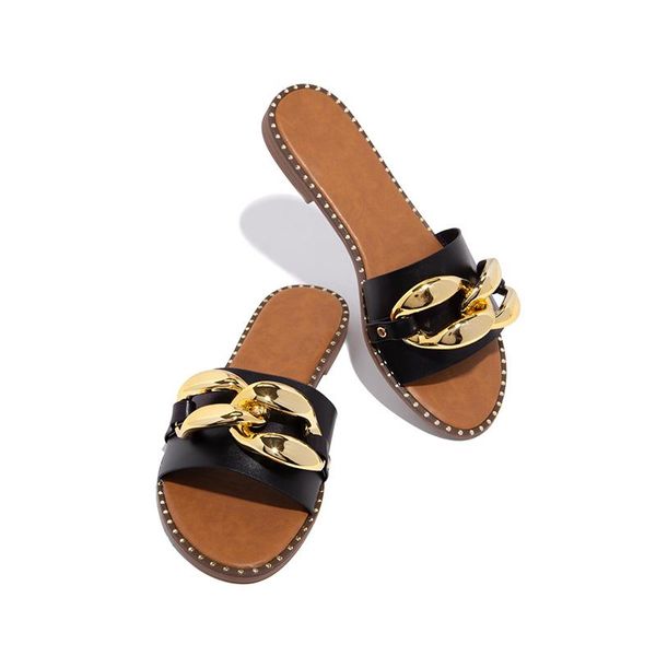 slippers women chain rivet woman fashion flats female open toe footwear lady summer beach shoes big size 41, Black
slippers women chain rivet woman fashion flats female open toe footwear lady summer beach shoes big size 41, Black