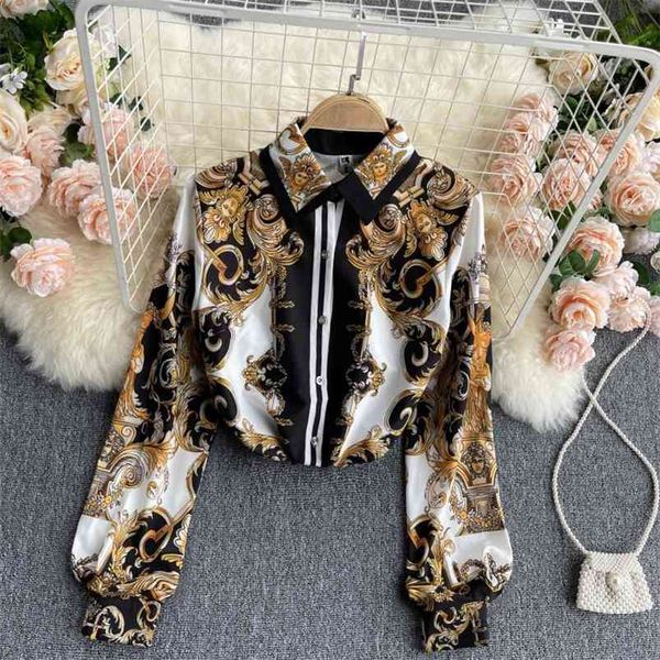 fashion spring dress temperament blouse female retro printing blusa lapel puff sleeve slim all-match shirt gk389 210507, Black;gray
fashion spring dress temperament blouse female retro printing blusa lapel puff sleeve slim all-match shirt gk389 210507, Black;gray