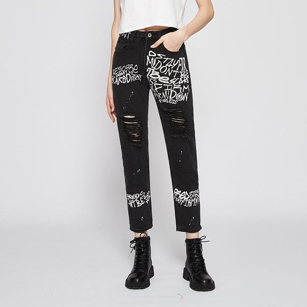 women's pants & capris 2021 street style jeans fashion cool versatile trousers female autumn and winter pattern straight hole black, Black;white
women's pants & capris 2021 street style jeans fashion cool versatile trousers female autumn and winter pattern straight hole black, Black;white