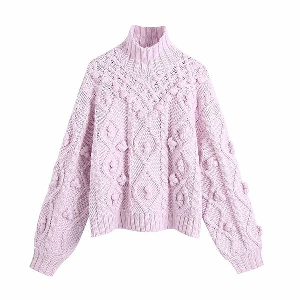 winter women retro loose sweet ball ornaments woven half high neck long sleeve female sweater 210520, White
winter women retro loose sweet ball ornaments woven half high neck long sleeve female sweater 210520, White