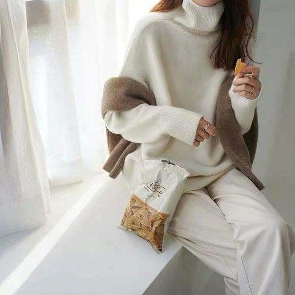 women's sweaters 2021 winter warm knitting vintage solid turtleneck long sleeve casual loose pullovers autumn, White;black
women's sweaters 2021 winter warm knitting vintage solid turtleneck long sleeve casual loose pullovers autumn, White;black