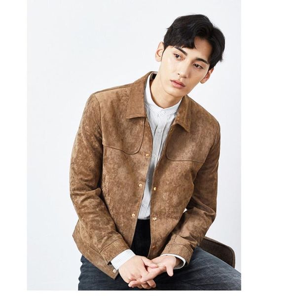 men's jackets 2021 fashion suede jacket men vintage turn down collar single breasted coat for spring autumn, Black;brown
men's jackets 2021 fashion suede jacket men vintage turn down collar single breasted coat for spring autumn, Black;brown