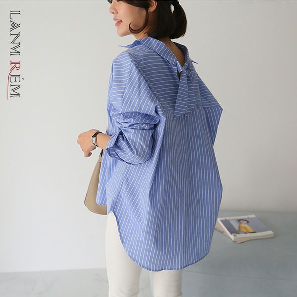 women's blue striped bow knot lapel long sleeve loose fitted shirt fashion trend spring summer 2e1185 210507, White
women's blue striped bow knot lapel long sleeve loose fitted shirt fashion trend spring summer 2e1185 210507, White