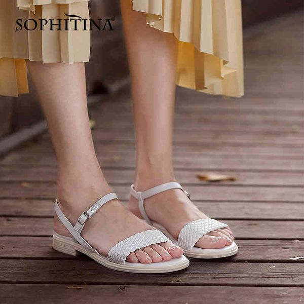 sophitina flat women's sandals concise soft leather buckle side hollow shoes round toe weave casual all-match female shoes ao691 210513, Black
sophitina flat women's sandals concise soft leather buckle side hollow shoes round toe weave casual all-match female shoes ao691 210513, Black