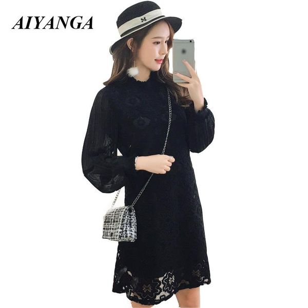 casual dresses l-4xl plus size dress autumn women long sleeve lace patchwork chiffon loose female white for woman, Black;gray
casual dresses l-4xl plus size dress autumn women long sleeve lace patchwork chiffon loose female white for woman, Black;gray