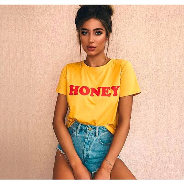women's t-shirt honey red letters print cotton casual funny t shirt for lady tee hipster tumblr women summer fashion graphic, White
women's t-shirt honey red letters print cotton casual funny t shirt for lady tee hipster tumblr women summer fashion graphic, White