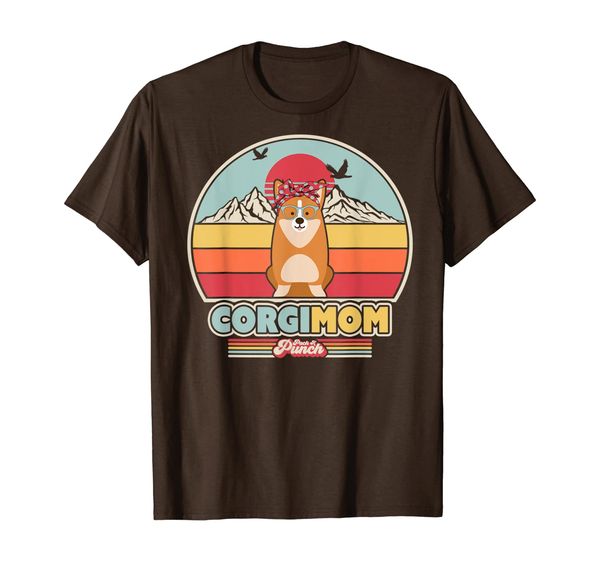 corgi mom shirt. retro style t-shirt, White;black