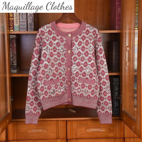 women's knits & tees chic o-neck pearls beading knitted coat women autumn sequins cardigans jackets c492, White
women's knits & tees chic o-neck pearls beading knitted coat women autumn sequins cardigans jackets c492, White