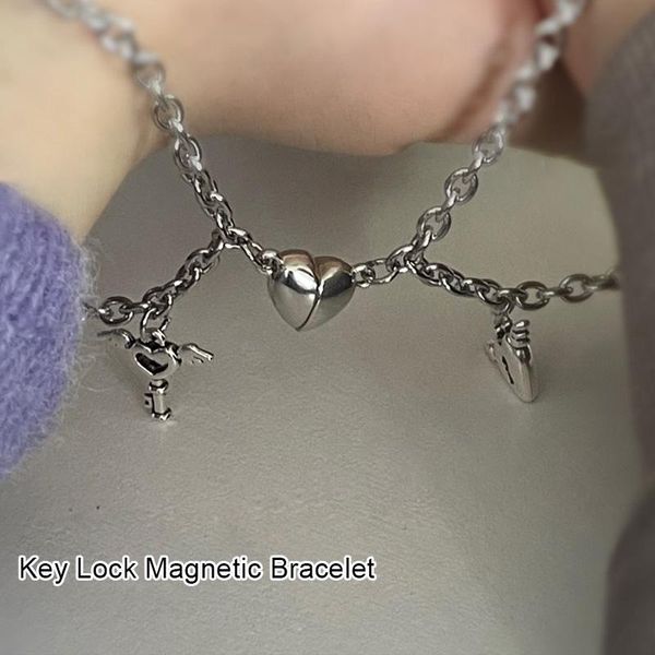 link, chain 2pcs heart shaped magnet attraction bracelet for couples stainless steel cuba men's women's charm jewelry gifts, Black
link, chain 2pcs heart shaped magnet attraction bracelet for couples stainless steel cuba men's women's charm jewelry gifts, Black