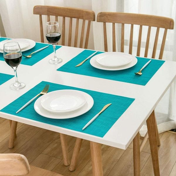 mats & pads placemats place mat blue table set of 6 non slip easy to clean wipeable crossweave woven washable
mats & pads placemats place mat blue table set of 6 non slip easy to clean wipeable crossweave woven washable