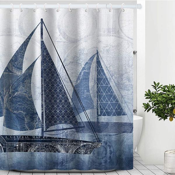nautical shower curtain ocean theme sailboat print polyester fabric shower curtain sets with 12 hooks for bathroom decor (72x72
nautical shower curtain ocean theme sailboat print polyester fabric shower curtain sets with 12 hooks for bathroom decor (72x72