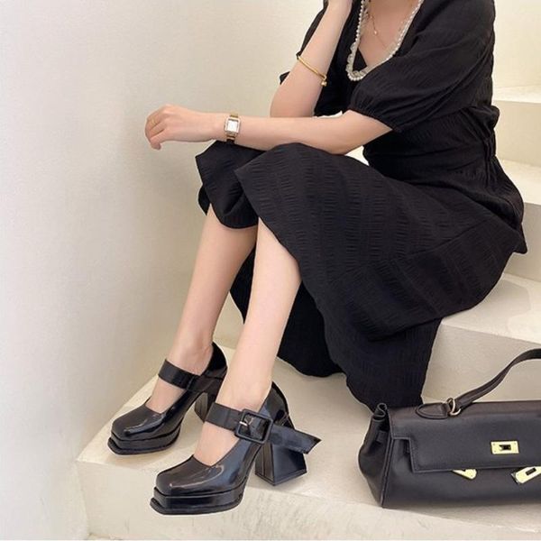 dress shoes mary jane high heels ladies square toe platform retro fashion single strap buckle leather spring 2021, Black
dress shoes mary jane high heels ladies square toe platform retro fashion single strap buckle leather spring 2021, Black