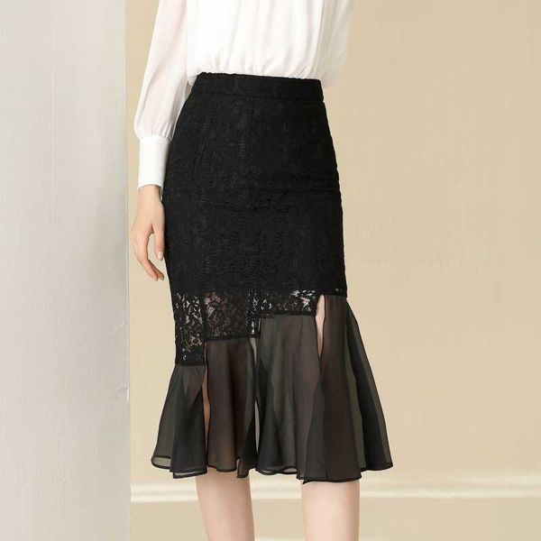 spring and autumn women's temperament stitching bag hip lace skirt elegant waist female 210527, Black
spring and autumn women's temperament stitching bag hip lace skirt elegant waist female 210527, Black