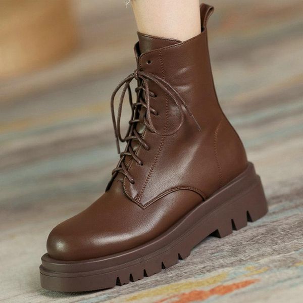 boots cross tied cow leather women ankle round toe platform chunky heels pumps vintage arrival shoes woman basic party, Black
boots cross tied cow leather women ankle round toe platform chunky heels pumps vintage arrival shoes woman basic party, Black