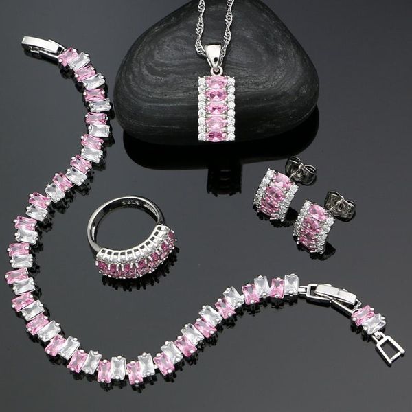 wedding jewelry sets pink cubic zirconia white crystal 925 silver for women gift stud earrings/pendant/ring/bracelet/necklace, Slivery;golden
wedding jewelry sets pink cubic zirconia white crystal 925 silver for women gift stud earrings/pendant/ring/bracelet/necklace, Slivery;golden