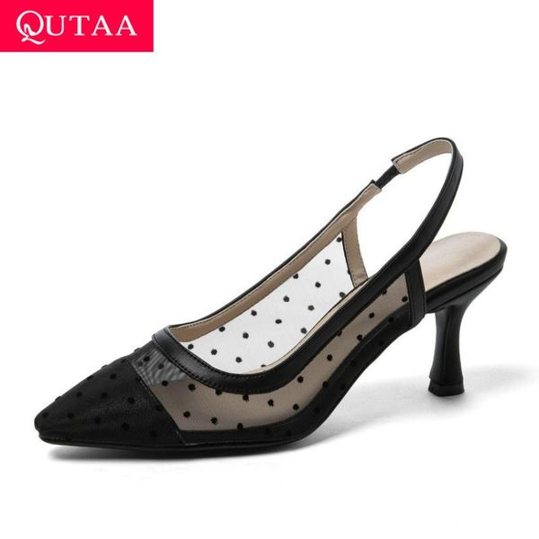 pointed toe polka dot sandals thin heel summer ladies shoes pu leather mesh back strap women pumps size 34-43, Black
pointed toe polka dot sandals thin heel summer ladies shoes pu leather mesh back strap women pumps size 34-43, Black