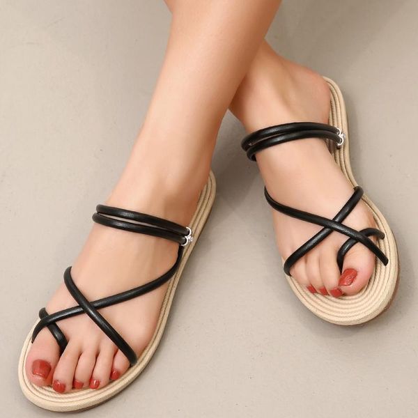 sandals summer weave elastic band women flat beach open toe breathable women's footwear woman, Black
sandals summer weave elastic band women flat beach open toe breathable women's footwear woman, Black