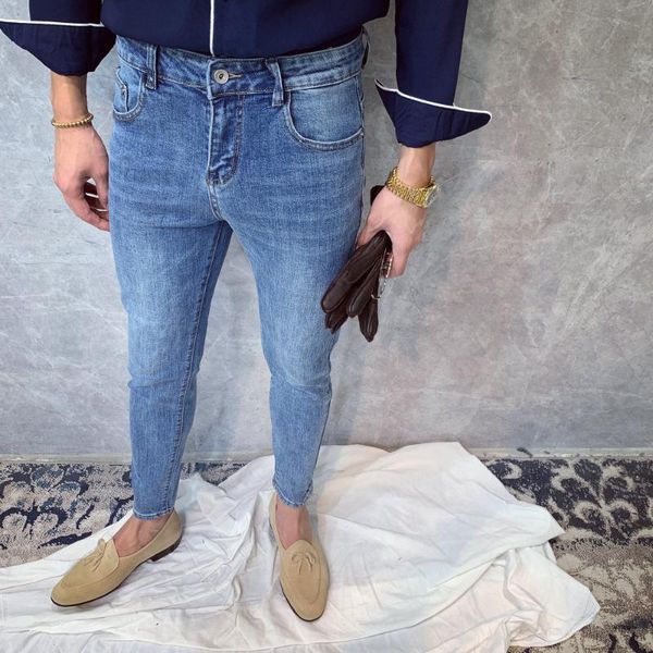 men's jeans 2021 autumn fashion denim slim casual long pants male korean style pencil men stretch trousers w486, Blue
men's jeans 2021 autumn fashion denim slim casual long pants male korean style pencil men stretch trousers w486, Blue