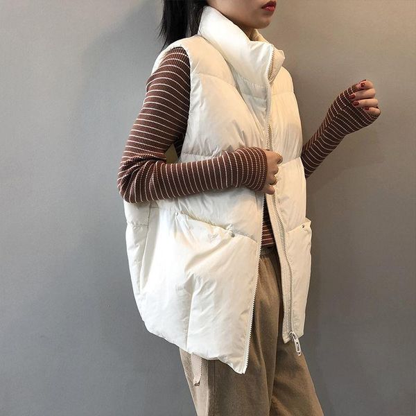 women's vests 2021 body warmer down cotton vest jacket loose white thick waistcoat zipper sleeveless coat women, Black;white
women's vests 2021 body warmer down cotton vest jacket loose white thick waistcoat zipper sleeveless coat women, Black;white