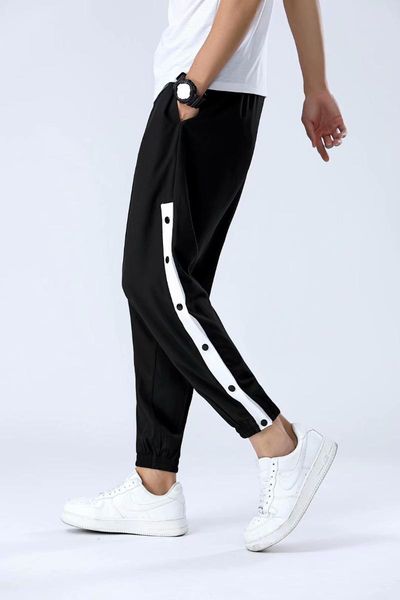 men's jogging pants half button casual hip hop basketball street style running retro, Black;blue
men's jogging pants half button casual hip hop basketball street style running retro, Black;blue