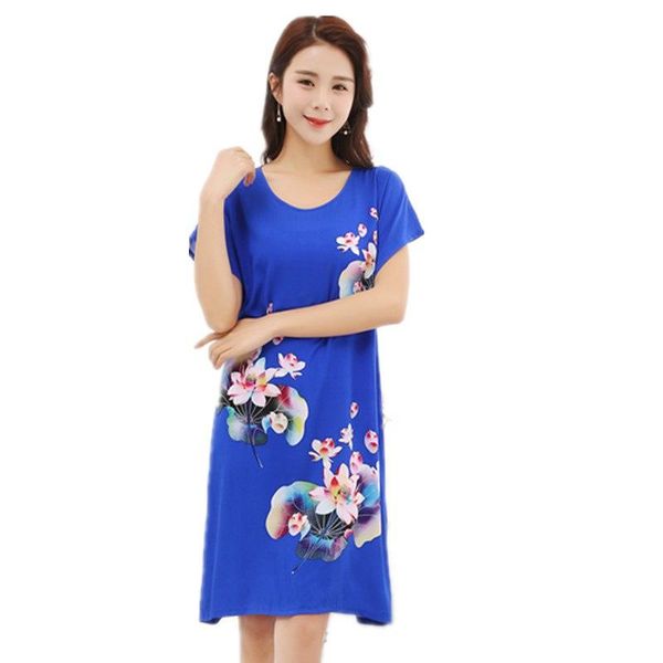 women's sleepwear summer female lotus print nightdress for women blue sleepshirts o-neck casual nightgown short sleeve cotton, Black;red
women's sleepwear summer female lotus print nightdress for women blue sleepshirts o-neck casual nightgown short sleeve cotton, Black;red