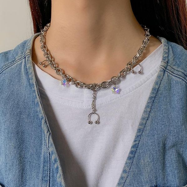 pendant necklaces shixin punk stainless steel with star crystal necklace for women chunky choker thick link chain neck, Silver
pendant necklaces shixin punk stainless steel with star crystal necklace for women chunky choker thick link chain neck, Silver
