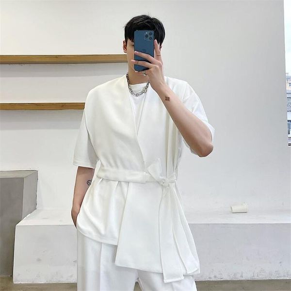 men's vests korean causal waistcoat men 2021 summer streetwear lrregular design adjustable waistband white black top, Black;white
men's vests korean causal waistcoat men 2021 summer streetwear lrregular design adjustable waistband white black top, Black;white