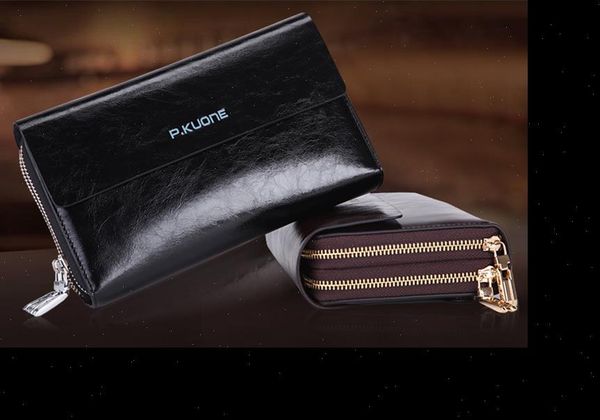 p.kuone mens clutch bag genuine leather handbag double layer day clutches wallets men oil wax cowhid purse male wallet, Red;black
p.kuone mens clutch bag genuine leather handbag double layer day clutches wallets men oil wax cowhid purse male wallet, Red;black