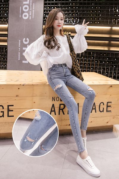 kog56 light blue fashion show spring and summer of tall waist tight hole in nine minutes of pants elastic jeans feet pants pa
kog56 light blue fashion show spring and summer of tall waist tight hole in nine minutes of pants elastic jeans feet pants pa