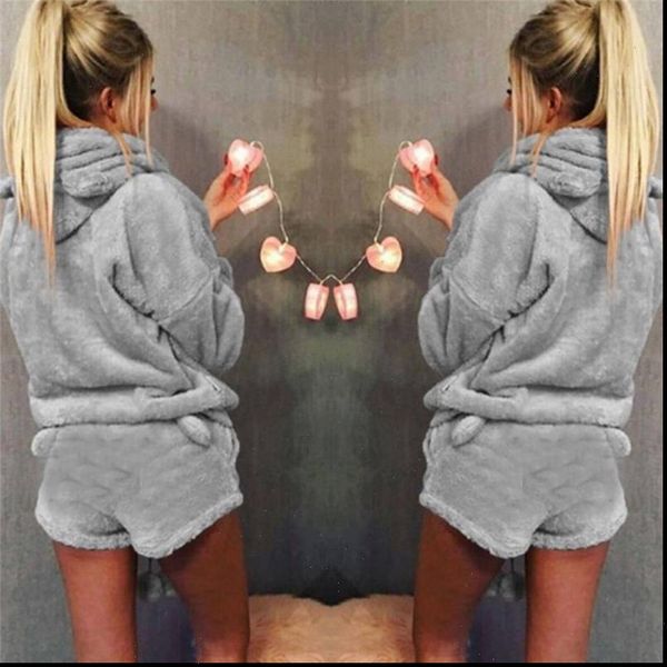 warm winter sleepwear long sleeve womens tracksuits nightwear fur pure color pajamas outfit hooded shorts years suits, Gray
warm winter sleepwear long sleeve womens tracksuits nightwear fur pure color pajamas outfit hooded shorts years suits, Gray