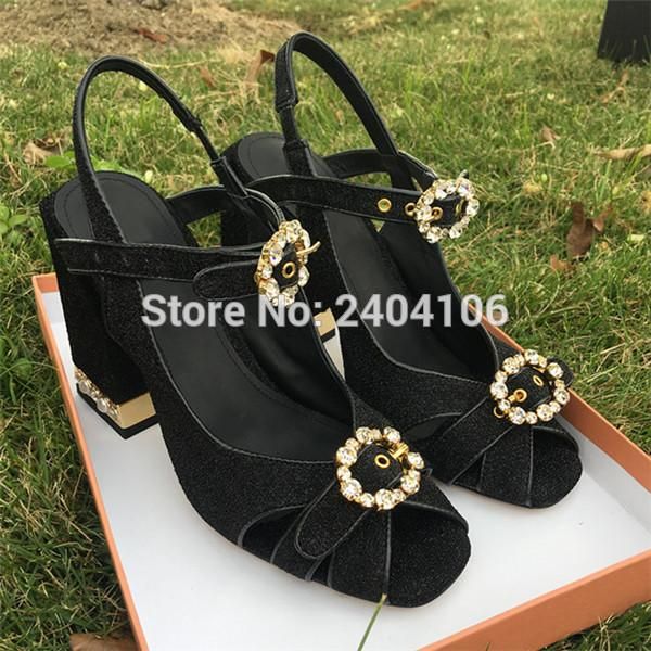 luxury summer sandalias mujer pearled high heels crystal buckle strap women's party shoes peep toe block heel rhinestine sandals, Black
luxury summer sandalias mujer pearled high heels crystal buckle strap women's party shoes peep toe block heel rhinestine sandals, Black